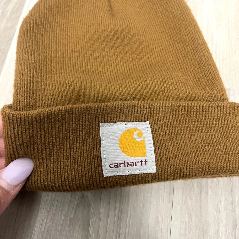 Carhartt‎ Kids Beanie Hat OS Brown Knit Logo Patch